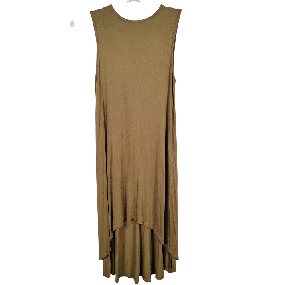 Womens M It's High Low Sleeveless Dress Olive Green Rayon Spandex Boho Gorpcore